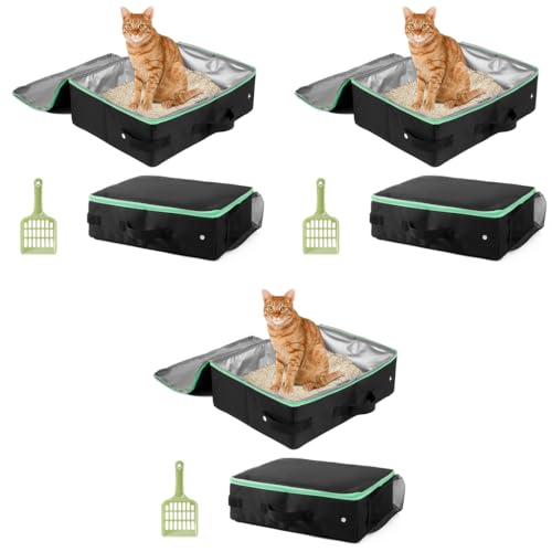 Qpets® Portable Cat Litter Box Foldable Outdoor Easy with Waste Shovel Reusable Washable Waterproof Oxford Cloth Case 40x30x13cm 3 PCS Qpets® Portable Cat Litter Box Foldable Outdoor Easy with Waste Shovel Reusable Washable Waterproof Oxford Cloth Case 40x30x13cm 3 PCS